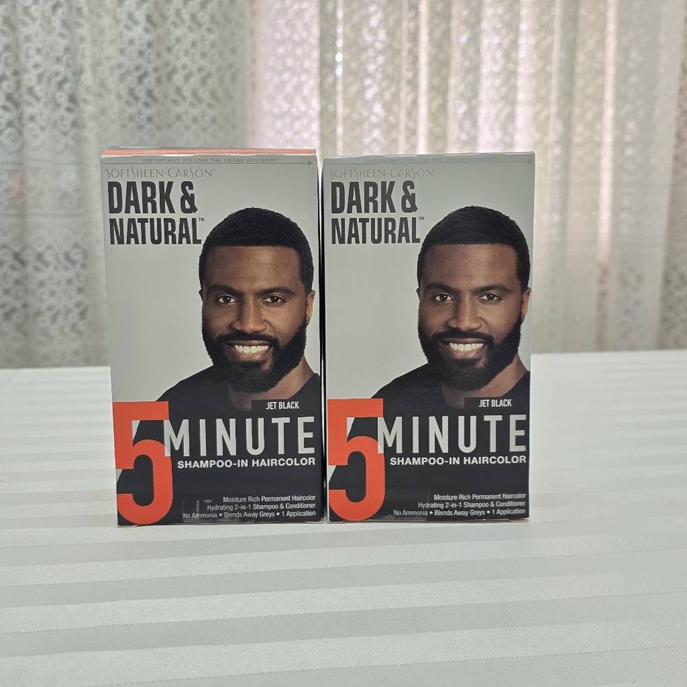 New 2pk Dark & Natural Men's Hair Color 5 Minutes Jet Black Softsheen Carson